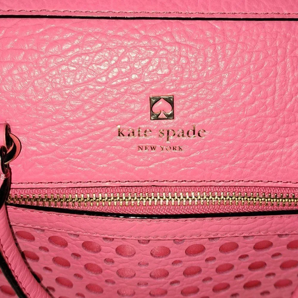 Kate Spade Women's Pink Perri Lane Bubbles Perforated Leather Delaney Purse Bag